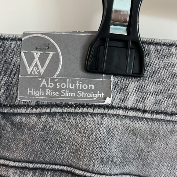 🛍️Wit&Wisdom AbSoultion High Rise Slim Straight Denim 14 NWT Grey tuxedo stripe - Picture 5 of 6